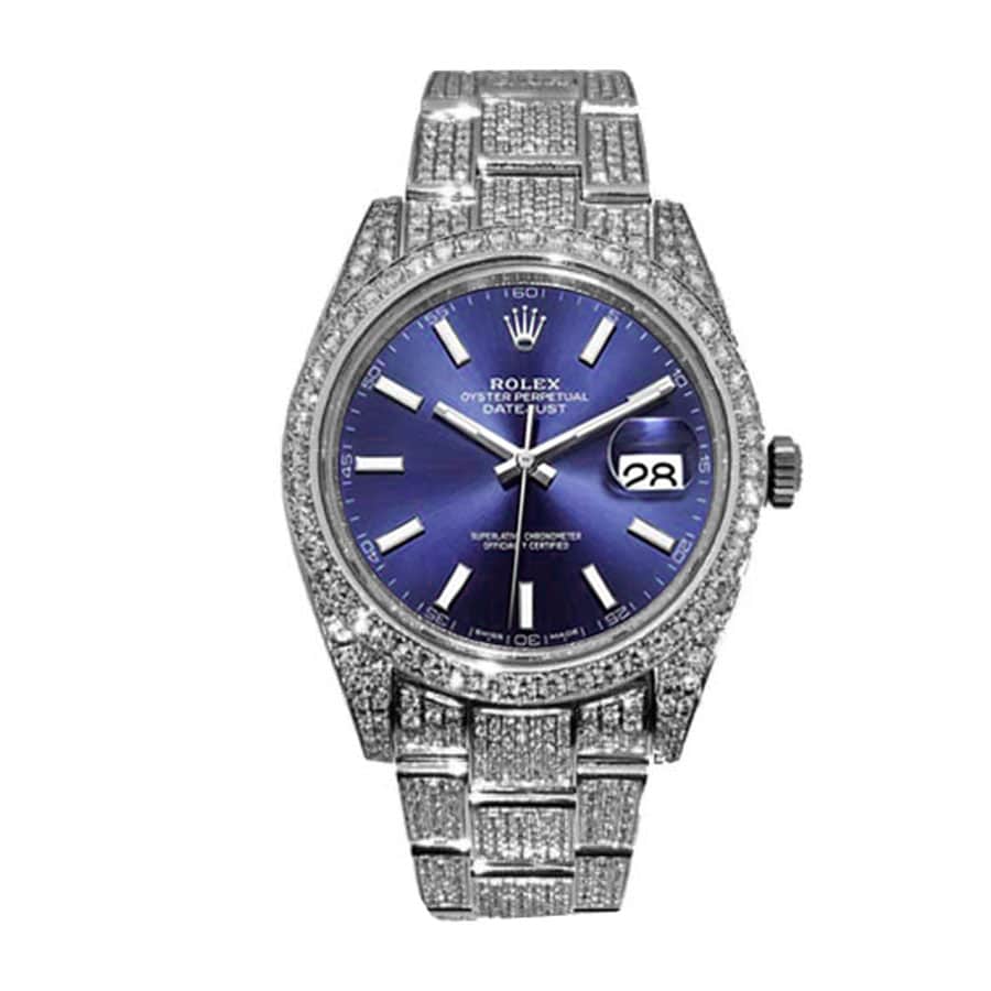 Rolex Datejust 126300 "Iced Out Blue Dial"